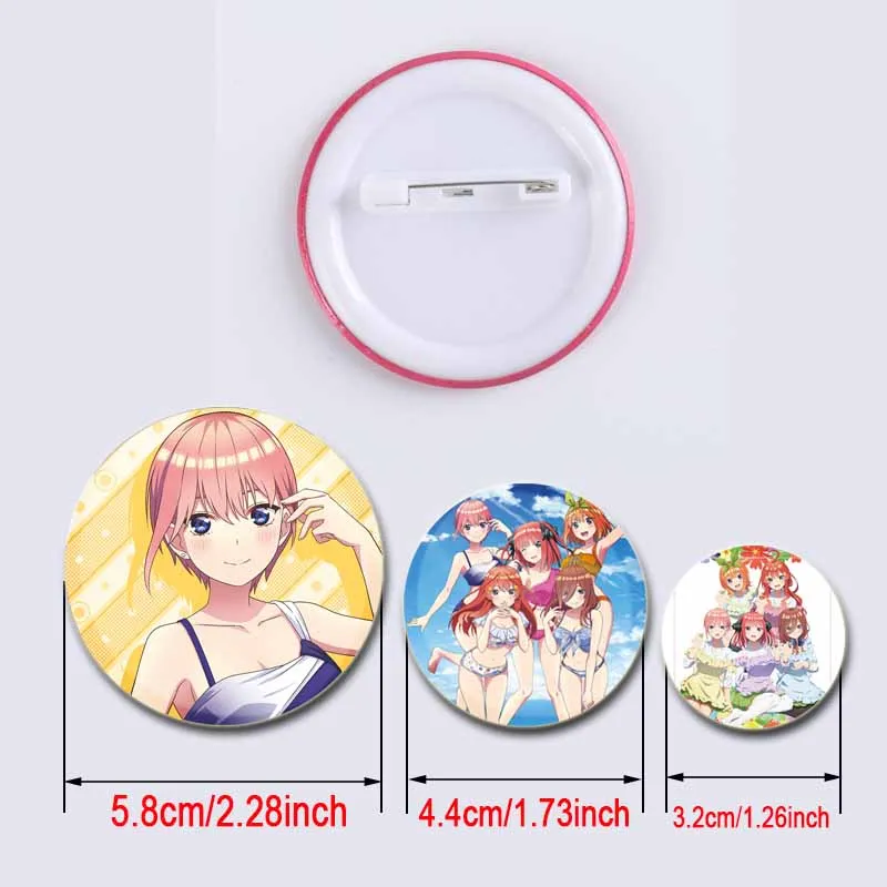 Anime Cartoon Character Miku Nino Itsuki Yotsuba Ichika Lapel Pins Creative Round Brooches Badge for Backpack Accessories Gifts