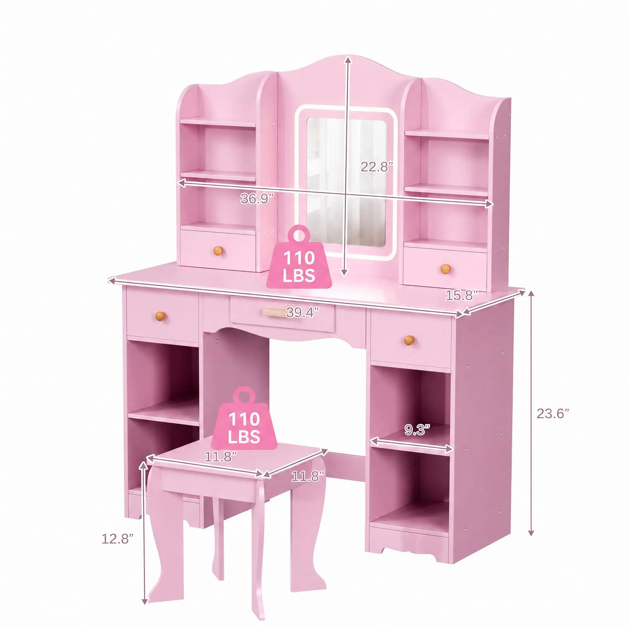 Kinder-Schminktisch mit 3-Farb – Dressing Table Vanity With Lighted Mirror Bewertung und Preis