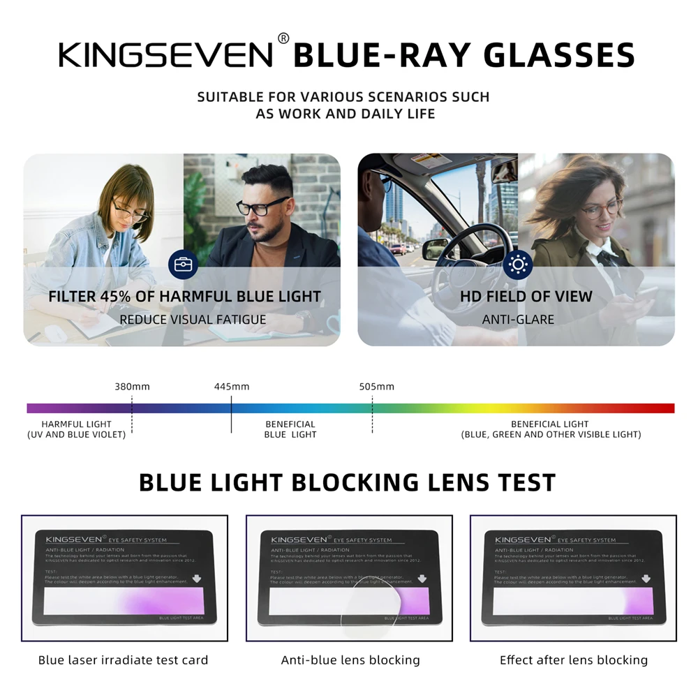 KINGSEVEN-Óculos de sol anti-luz azul para homens e mulheres, óculos de proteção ocular, óculos de lazer, UV400, 2022