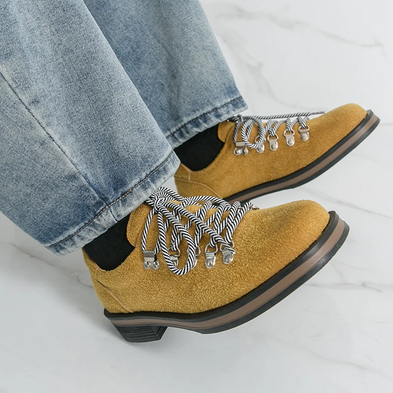 أحذية ديربي جلدية كاجوال بنمط مصمم عصري للرجال، أحذية مسطحة برباط #2