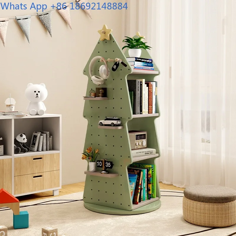 Rak Buku Berputar Rak Buku Bergambar Rak Penyimpanan Mainan Rak Buku Lantai Rak Buku Bertingkat Pohon Natal