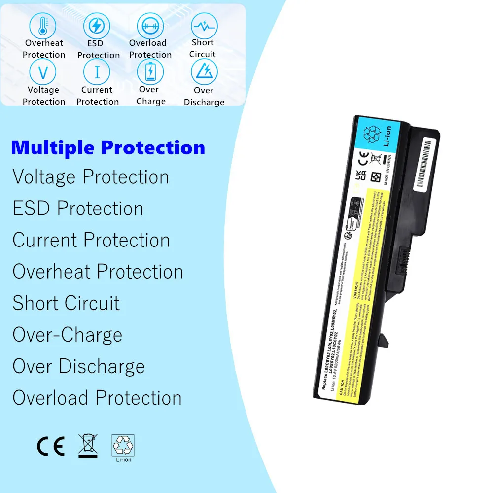 Laptop Battery for Lenovo IdeaPad G570 G570A G575 G575A G575G G575L G770 G780 V300 V360 V370 Z370 Z460 Z465 Z470 Z475 Z560 Z565