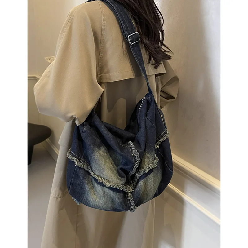 

Faionable Denim adient женская большая сумка большой емкости сумка через плечо Sli осенне-зимняя сумка мягкая корейская сумка