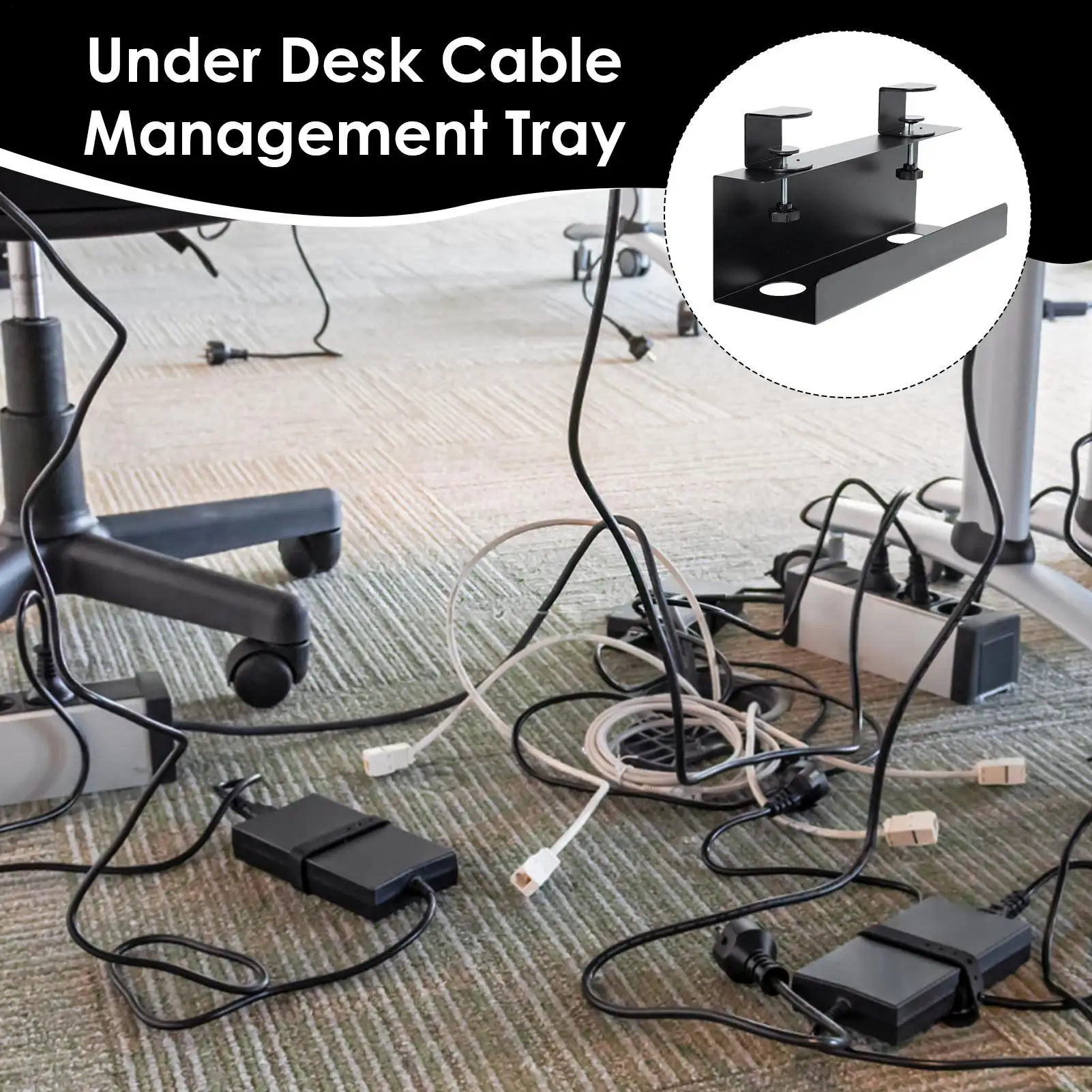 

Under Desk Cable Tray Metal Cable Management Holder No Drill Under Desk Power Strip Box For Home College Dorm Apartment Study