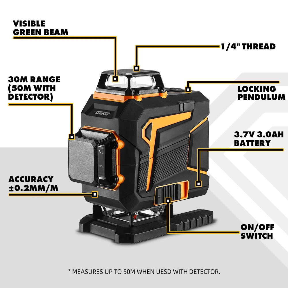 Imagem -02 - Nível Laser Auto-nivelamento 360 Horizontal e Vertical Linha Cruzada Feixe de Laser Verde com Tripé Ferramentas Elétricas 16 Linhas 12 Linhas Deko4d