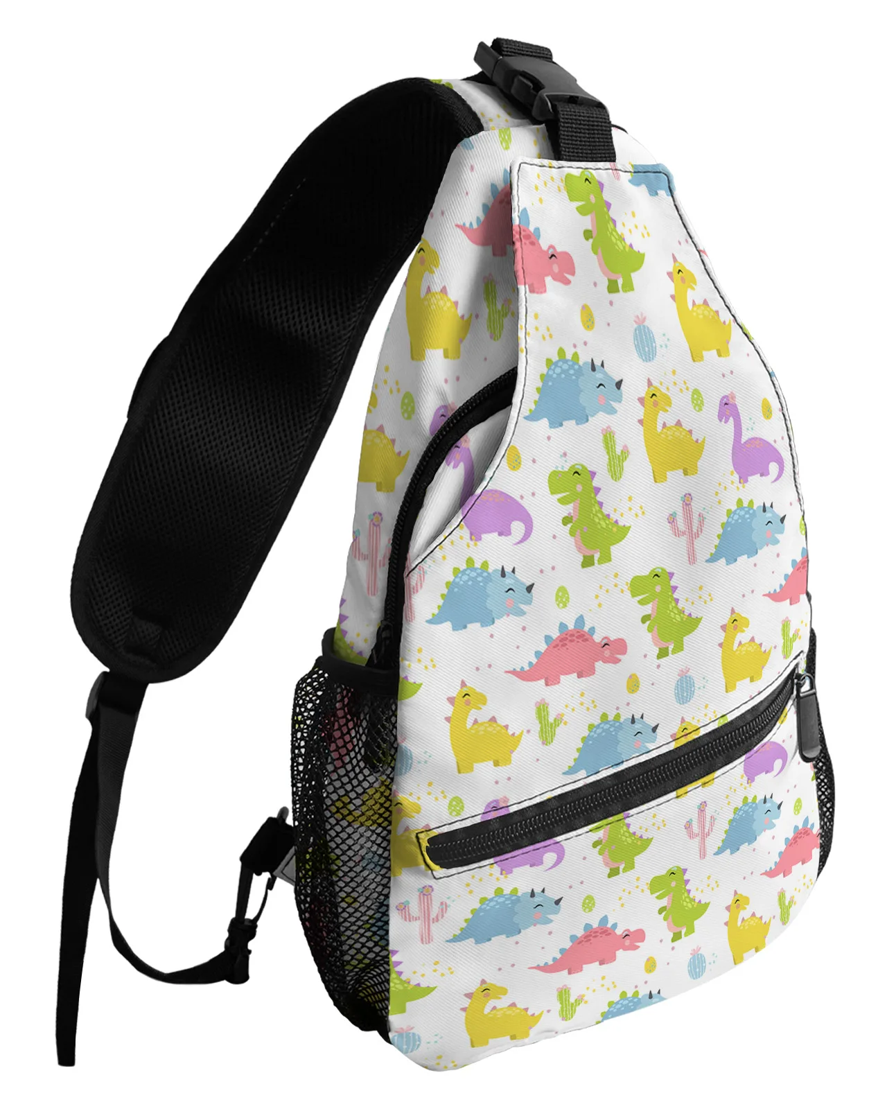 Bolso de hombro impermeable para hombre y mujer, bolsa cruzada deportiva de viaje al aire libre, con dibujos de dinosaurios, Cactus, color blanco