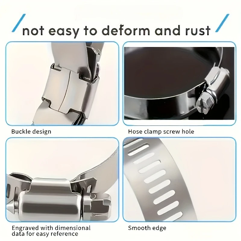 hose clamps worm gear hose clamps, 5 sizes of hose clamps for water pipes, gas pipes, silicone hoses image 5