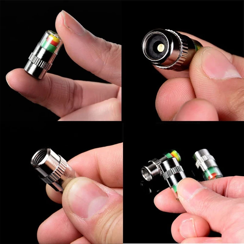 4Pcs Car Tire Pressure Monitor Valve Stem Caps Sensor Indicator 36PSI 2.4 Bar Eye Alert Diagnostic Tools Kit Auto Accessories
