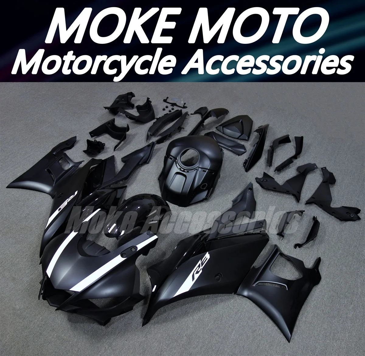 

Комплект кузова мотоцикла Moke moto для YZF R3 2019 2020 2021 2022 2023 2024, комплект обтекателей, подходит для впрыска ABS, черный, белый цвет