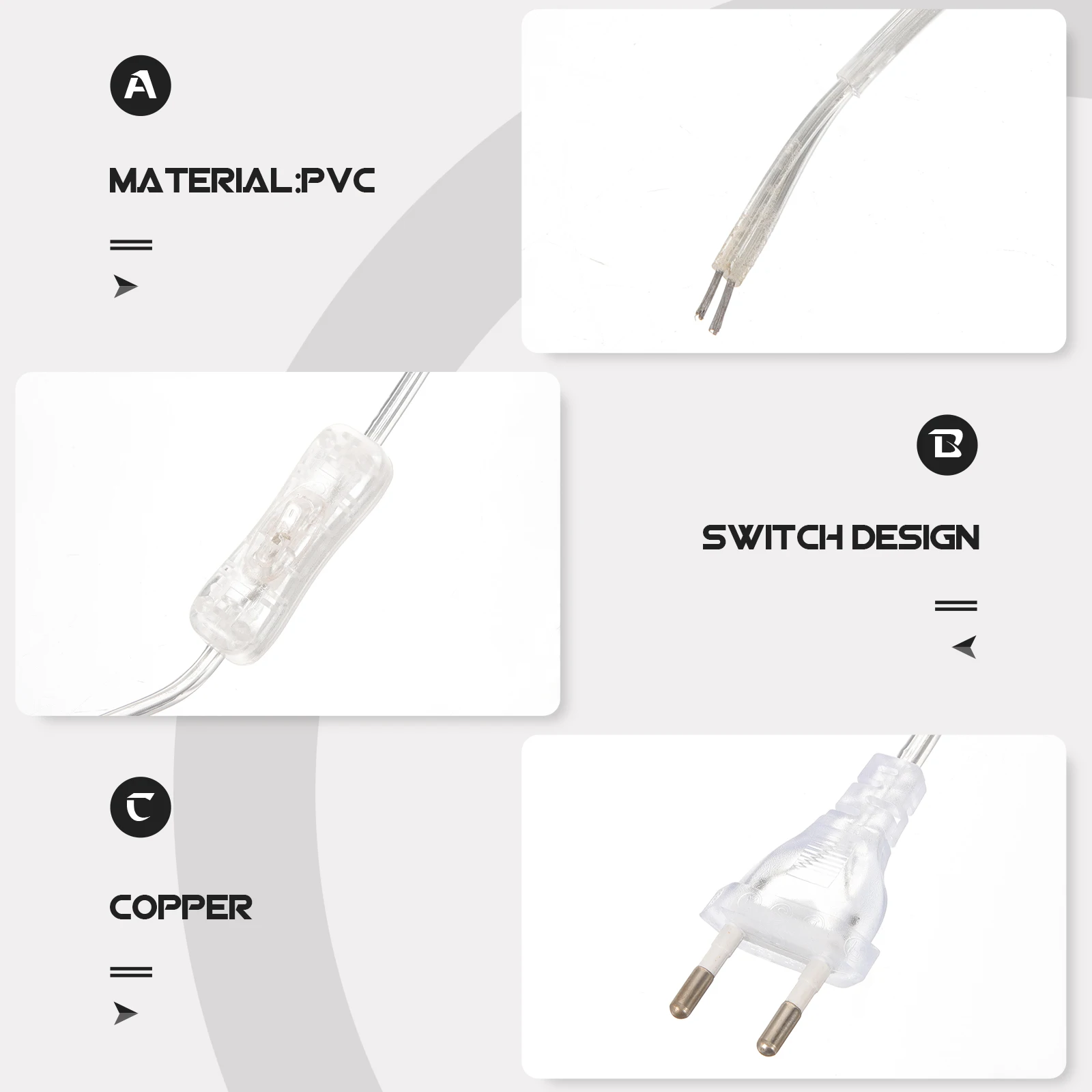 

Hanging Light Cord Extension Cable Lamp Replacement Power Cord Eu Plug 220V Transparent Pvc Indoor Long Length For
