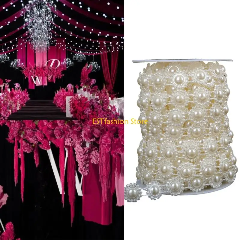 

Y5GC Пластмассы имитация жемчужины шариковые бусины Цепь Женские брюки подсолнухи шарики цепь