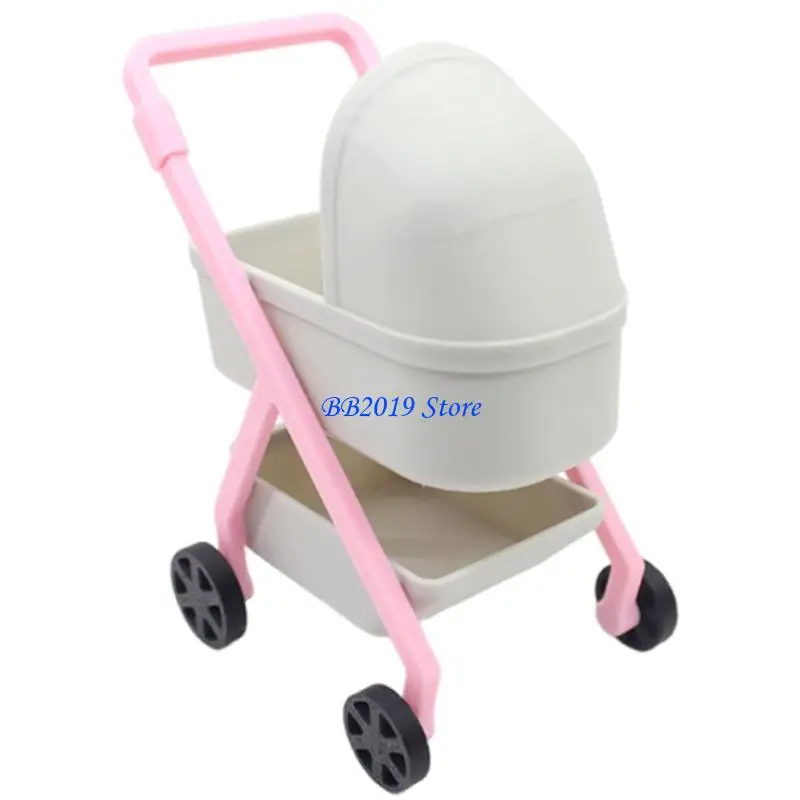Q0KB – poussette Miniature pour bébé, jouet modèle pour maison poupée 1/12, accessoires d'affichage scène