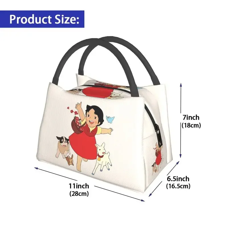 Heidi The Girl From The Alps Insulated Lunch Bag for Women Leakproof Goat Anime Cartoon Thermal Cooler Lunch Box Work Picnic