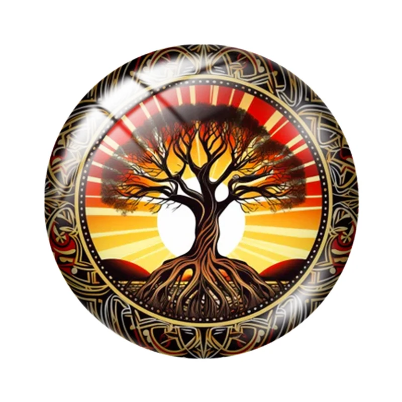 Watercolor Tree of Life 10pcs 12mm/16mm/18mm/30mm Round Photo Glass Cabochon 25mm Demo Flat Back Making findings