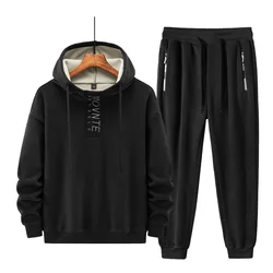 Tracksuit for Men 2 Piece Set Hoodies Sweatpants Sportswear Fitness Hoodies Sweatshirt Pants Sports Suit Velvet Male Tracksuit