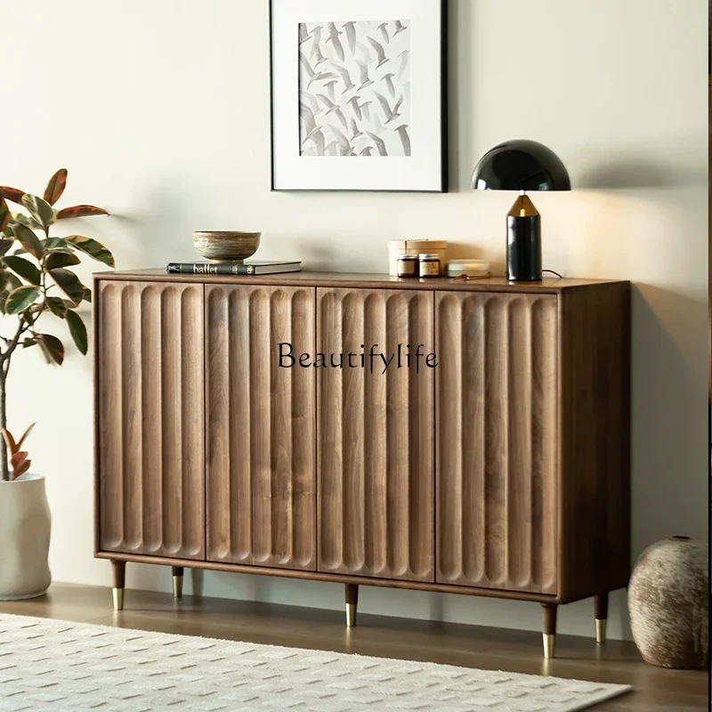 

ls 18North American black walnut shoe cabinet modern simple all solid wood storage locker