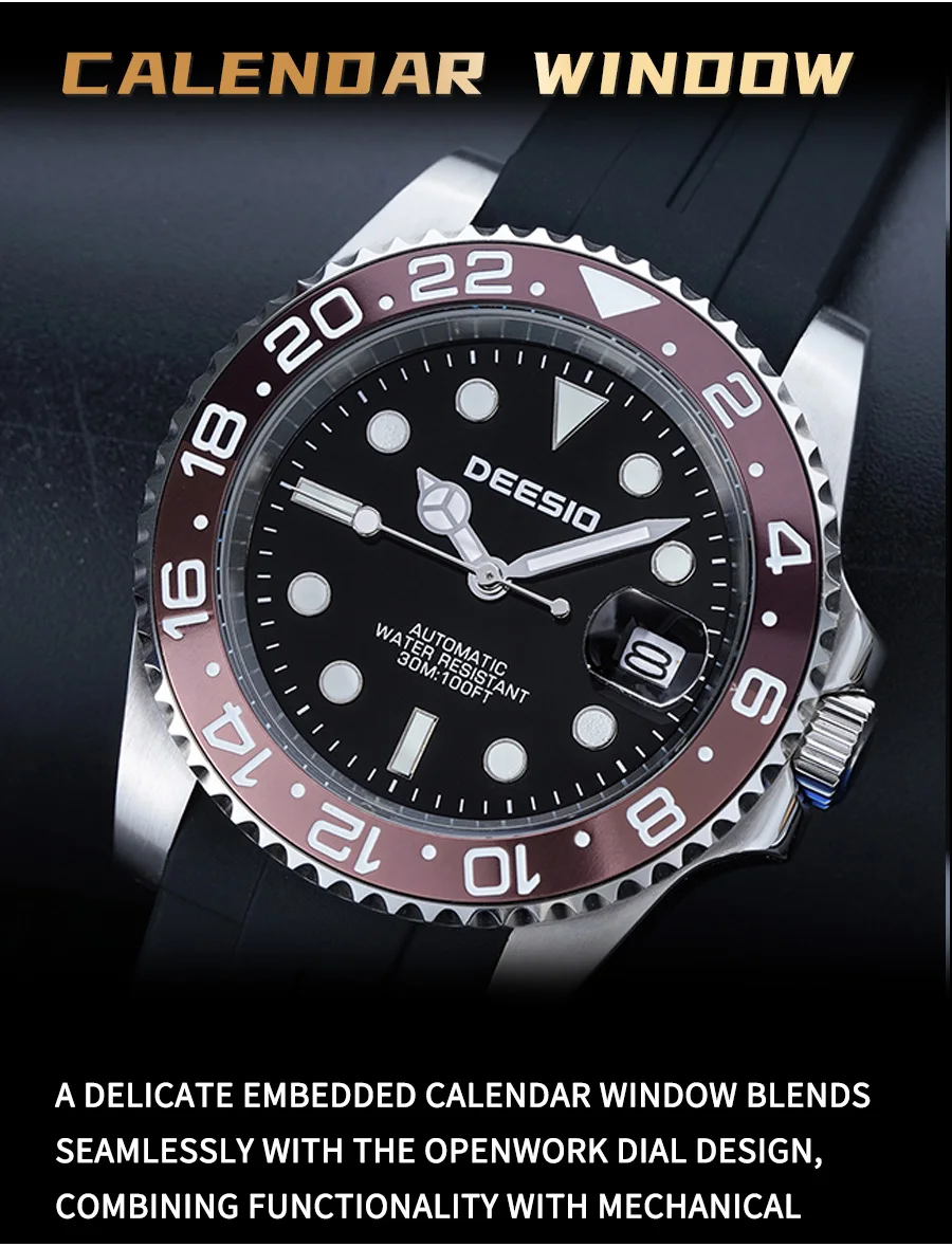 Deesio Automatische Mechanische Uhr für Herren 41mm 316L Edelstahl Uhr Leuchtende Zeiger 30M Wasserdicht Kostenloser Versand – Detail 8