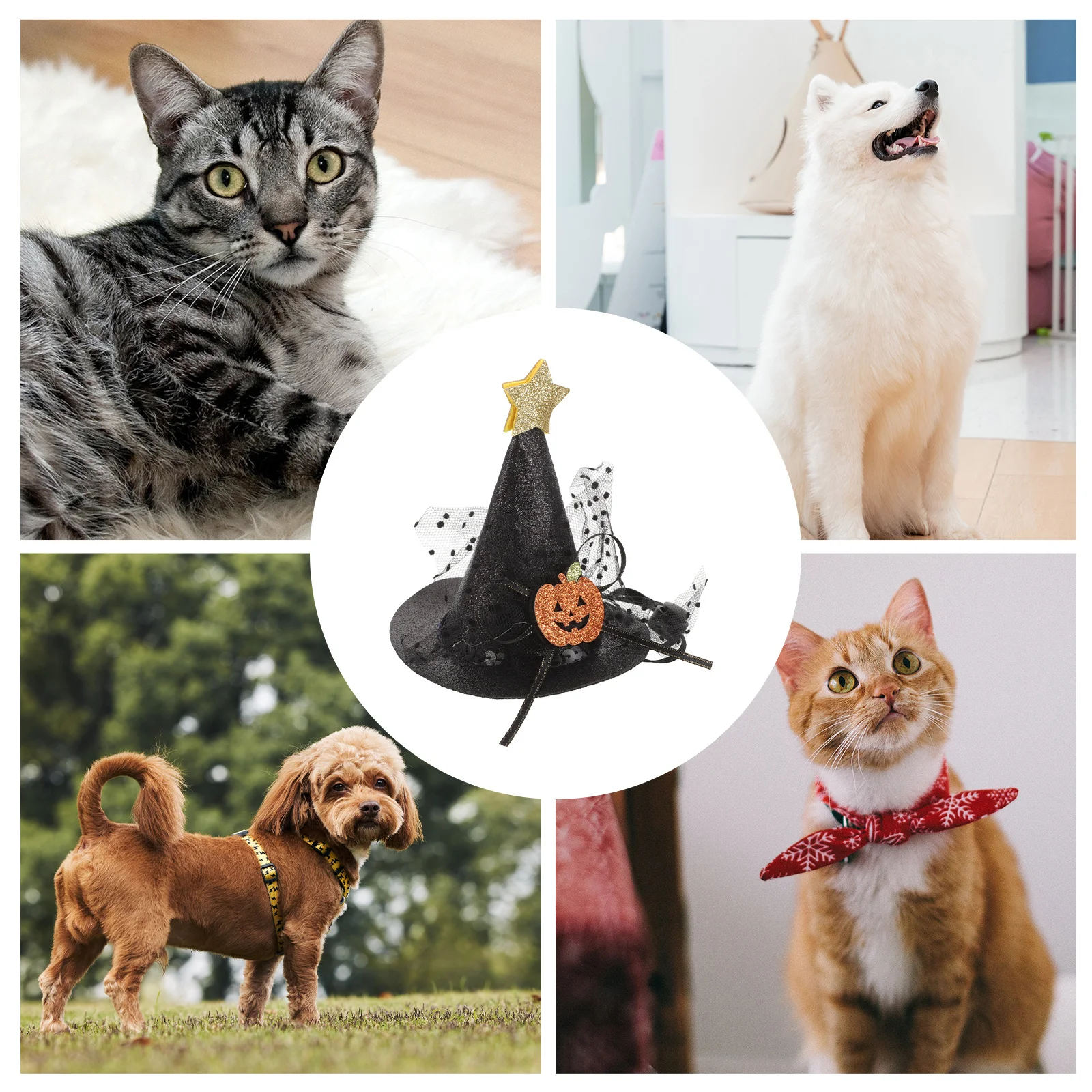 

2 Pcs Pumpkin Hat Headdress Pet Costume for Cats Headgear Halloween Cap Dog Hats