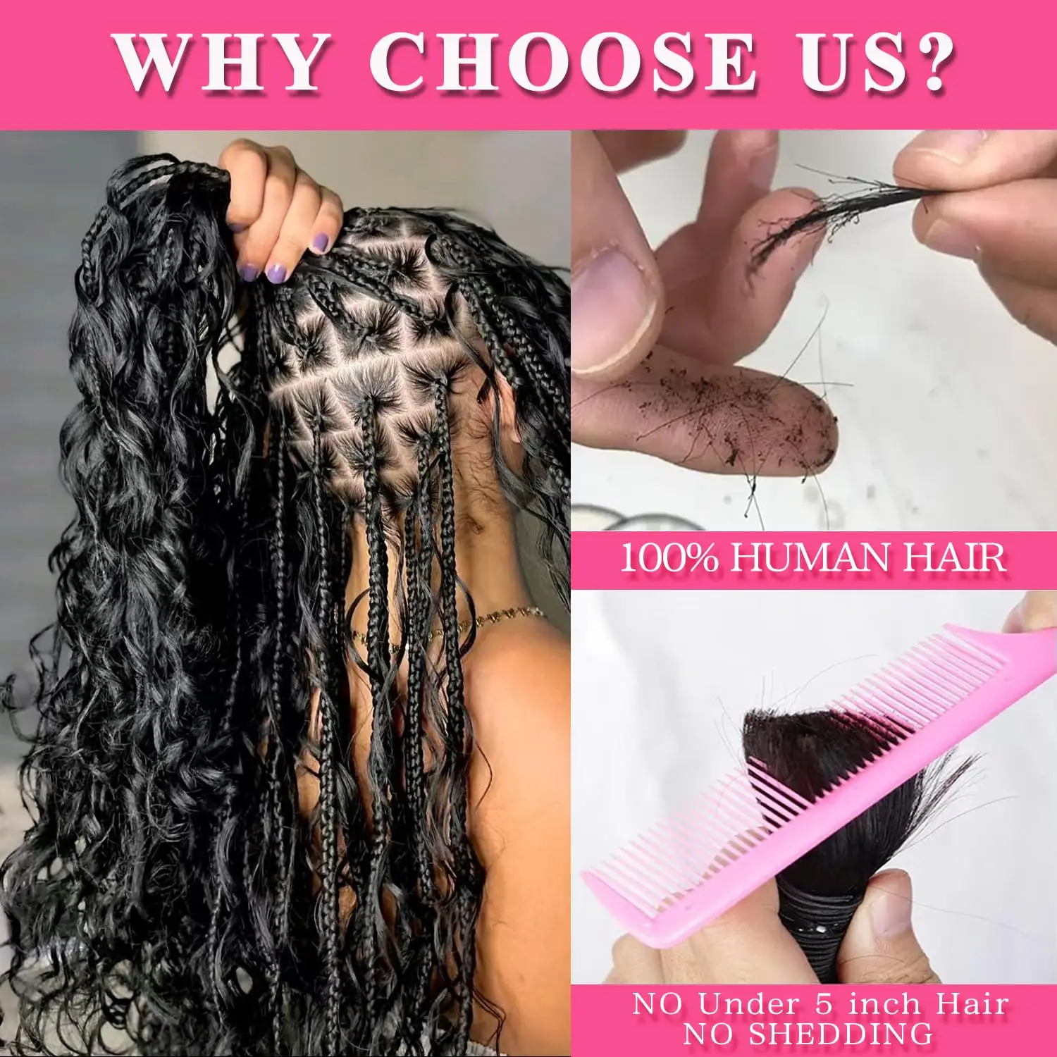 Deep Wave Bulk Human Hair for Boho Braids No Weft 100% Virgin Human Hair Bulk for Braiding Curly Extension Bundles for Women