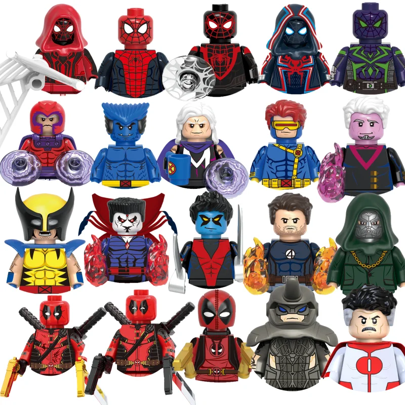 Hot brick toy Marvel Comics character Spider-Man X-MEN Deadpool Wolverine Mini children adult building blocks puzzle toys