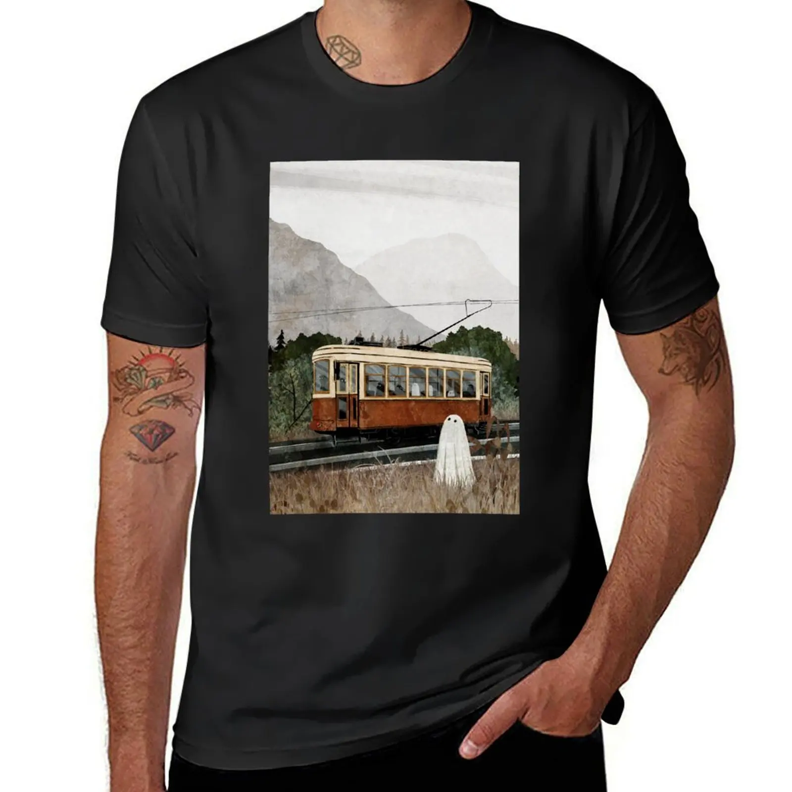 

Ghost Tram T-Shirt kawaii clothes blacks vintage graphics mens t shirts pack