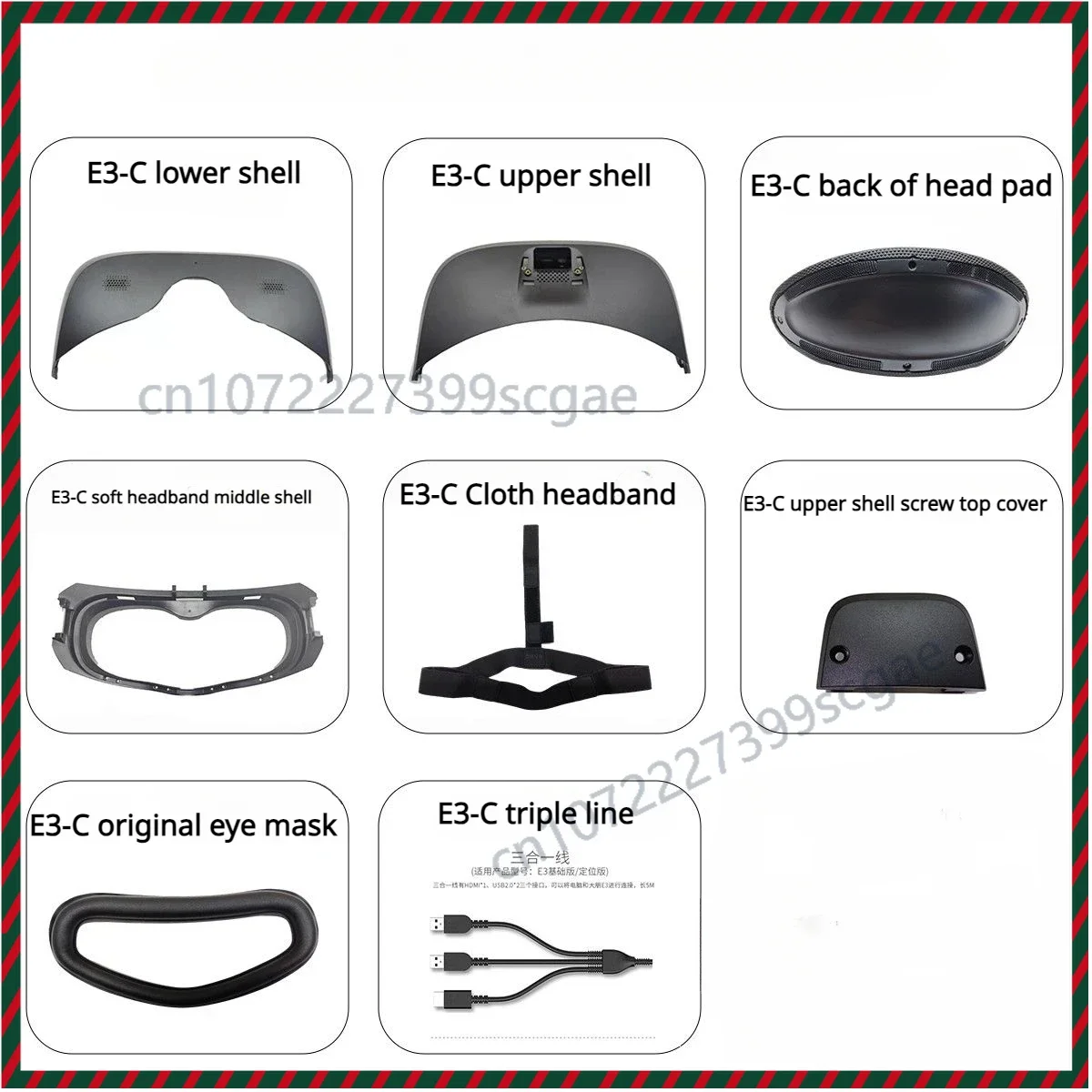 Replacement Eye Mask Cushion for DPVR E3C VR Headset Soft Head Strap & Rear Pad