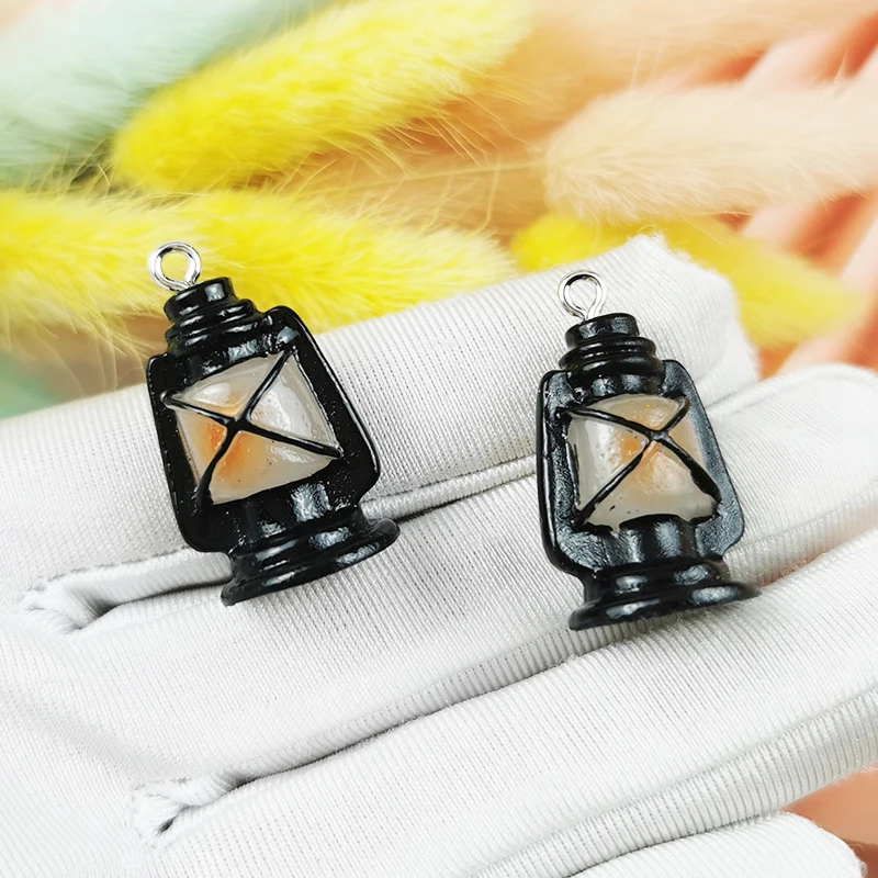 JeQue Hallowmas 10pcs Mini Oil Lamp Drum Washing Machine Resin Charms For Jewelry Making Diy Keychain Floating Dollhouse Decor