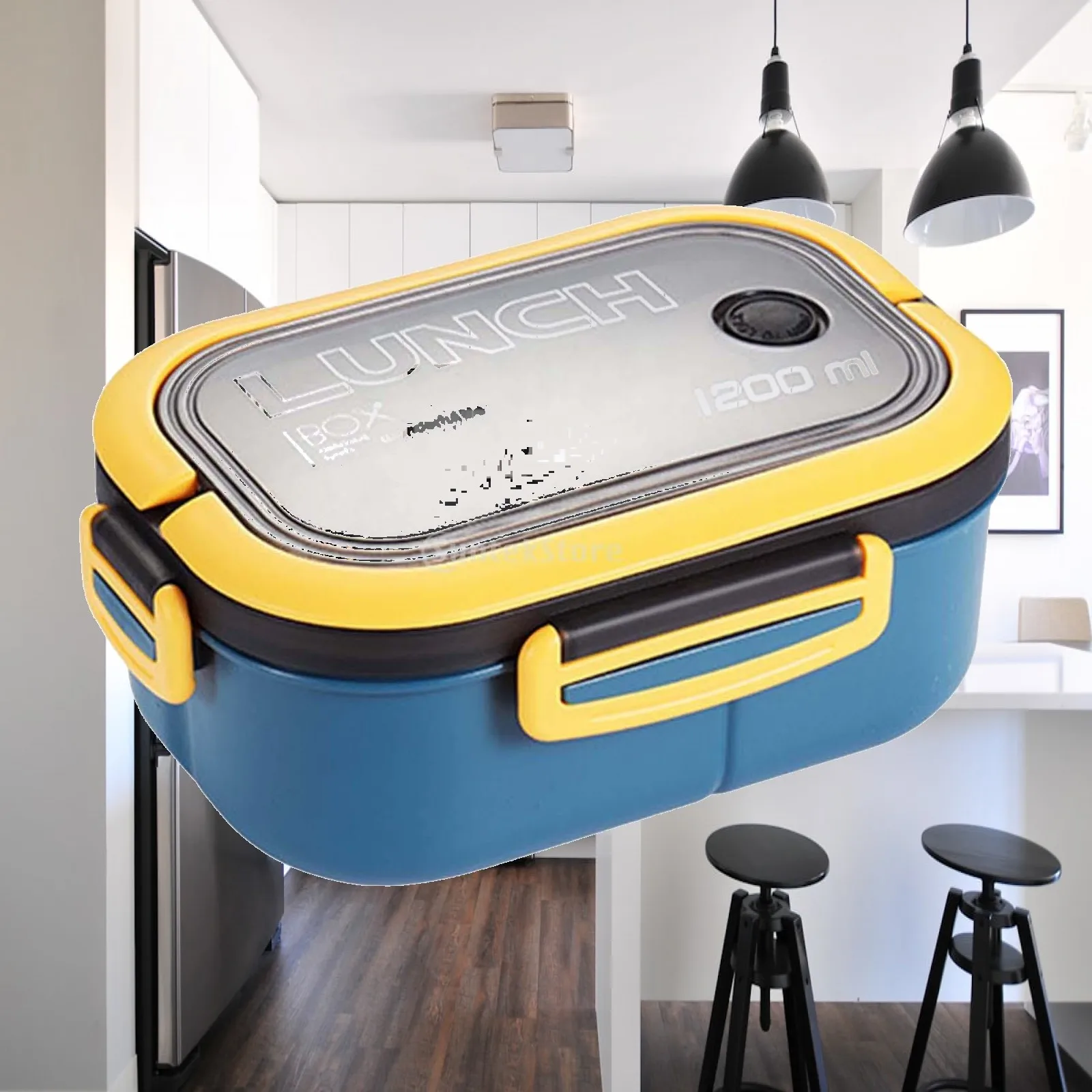 Lunch Box Food Container 2 Layers 3 Compartment Accessory Simple to Clean