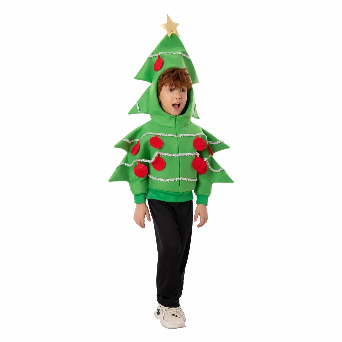 Boy Girls Children Kids Green Christmas Tree Costume Fancy Dress Covers Hat Cosplay Apparel Accessories