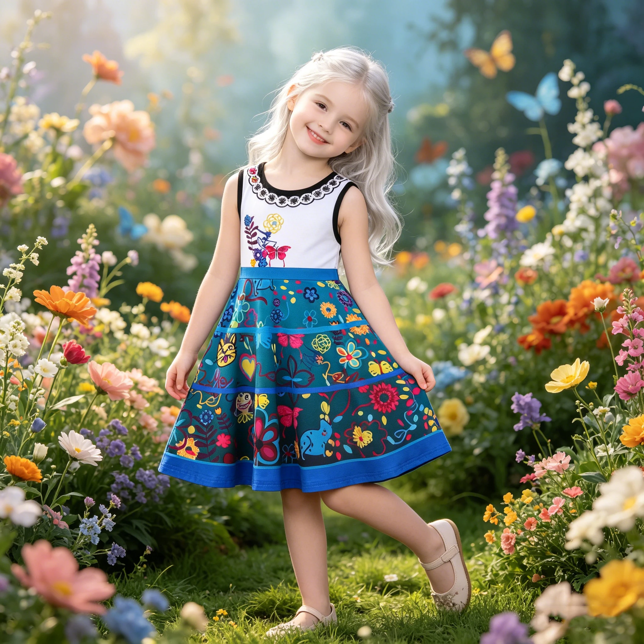 Kids Girls Cute Printed Dress Summer Sleeveless Tank Dress W