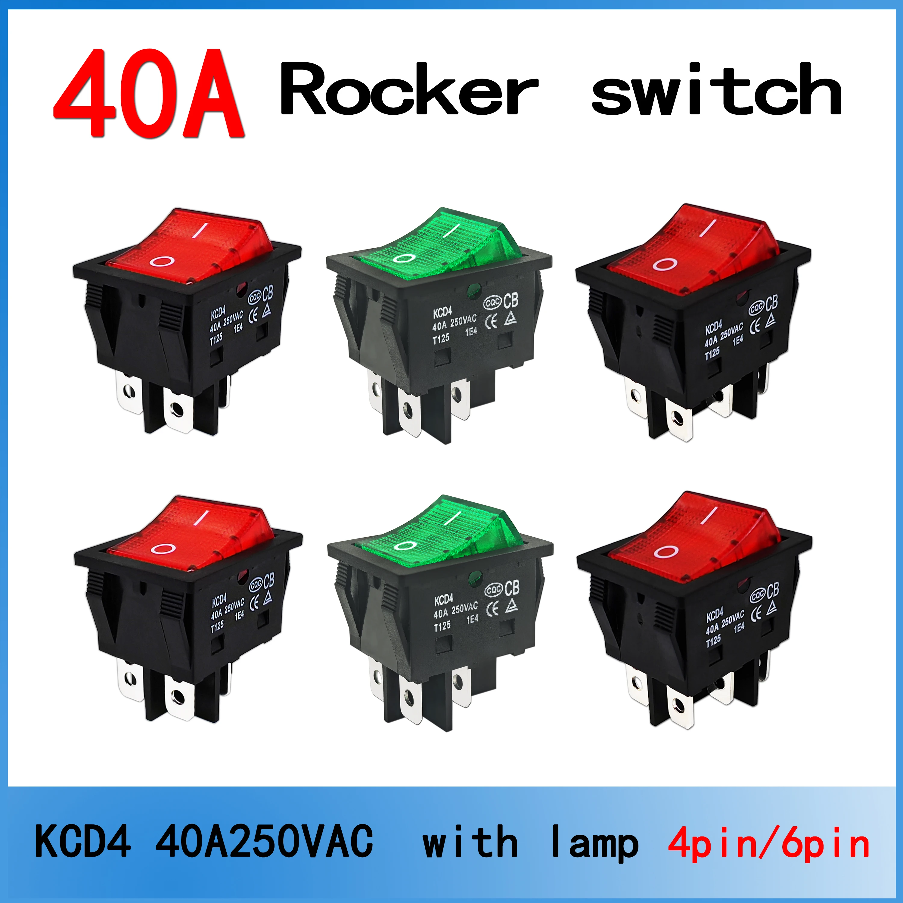 

KCD4 40A 250V AC High Current ON/OFF Special for Eelding Machine KCD4 Sterling Silver Point Rocker Power Button Switches Black
