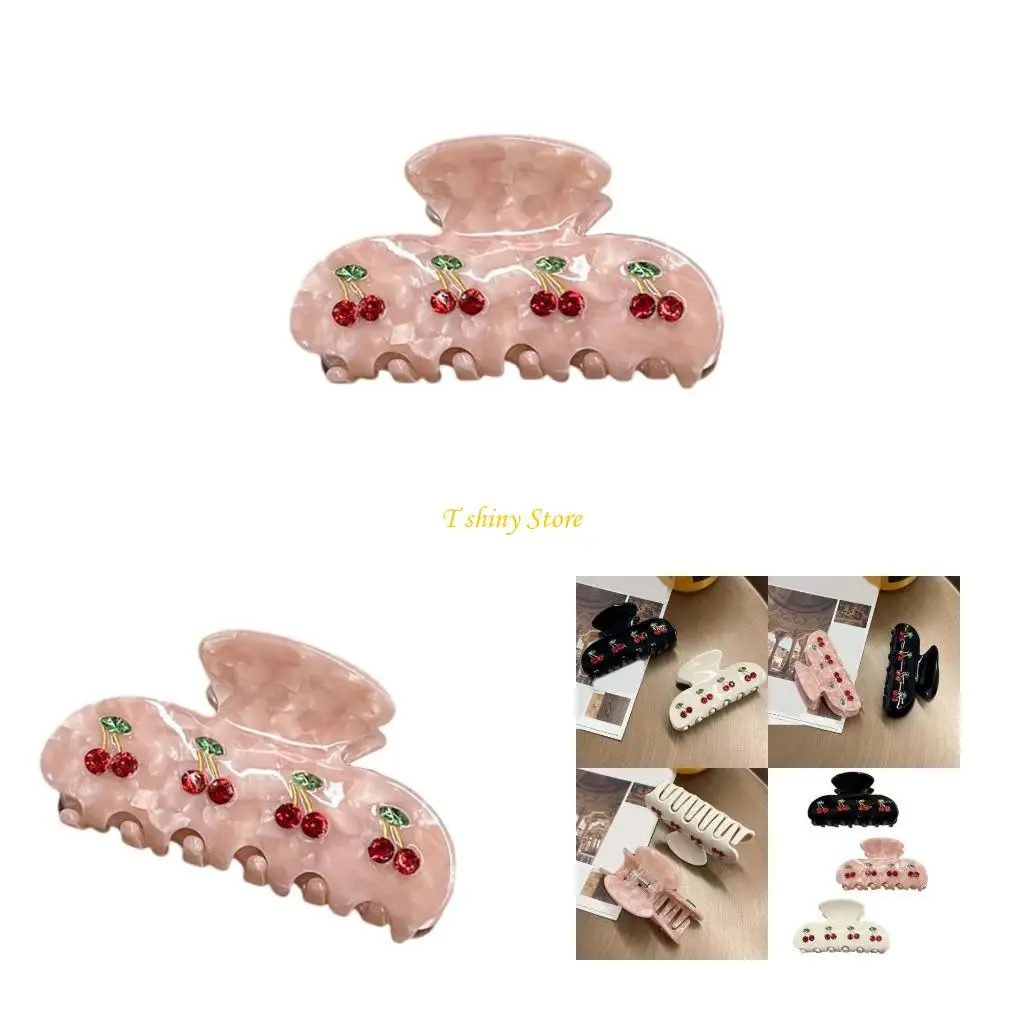 

N58F Cherry Designs Hair Claw Jaw Clip Hair Accessory For Casual and Party Hairstyles