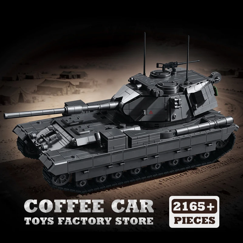 FV215B Heavy Self-Propelled Gun Bricks 3D Model Military Tank Destroyer MOC Building Blocks Toys Armored Vehicle Home Decor Gift