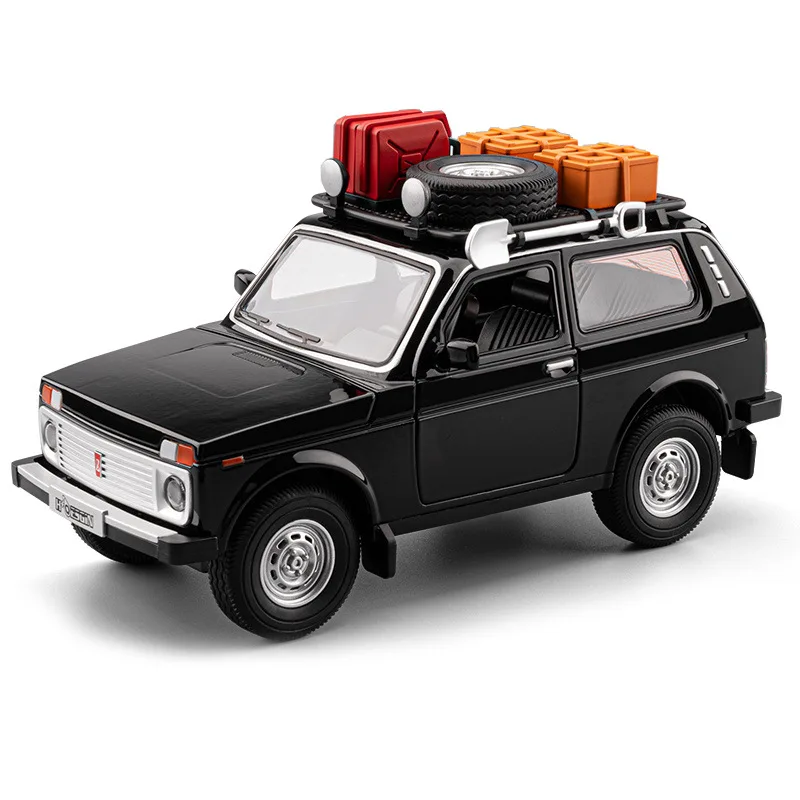 1:24 Russo LADA NIVA VERSIONE WILD Modello di auto in lega Suono e luce Tirare indietro Giocattolo per bambini da collezione Regalo di compleanno