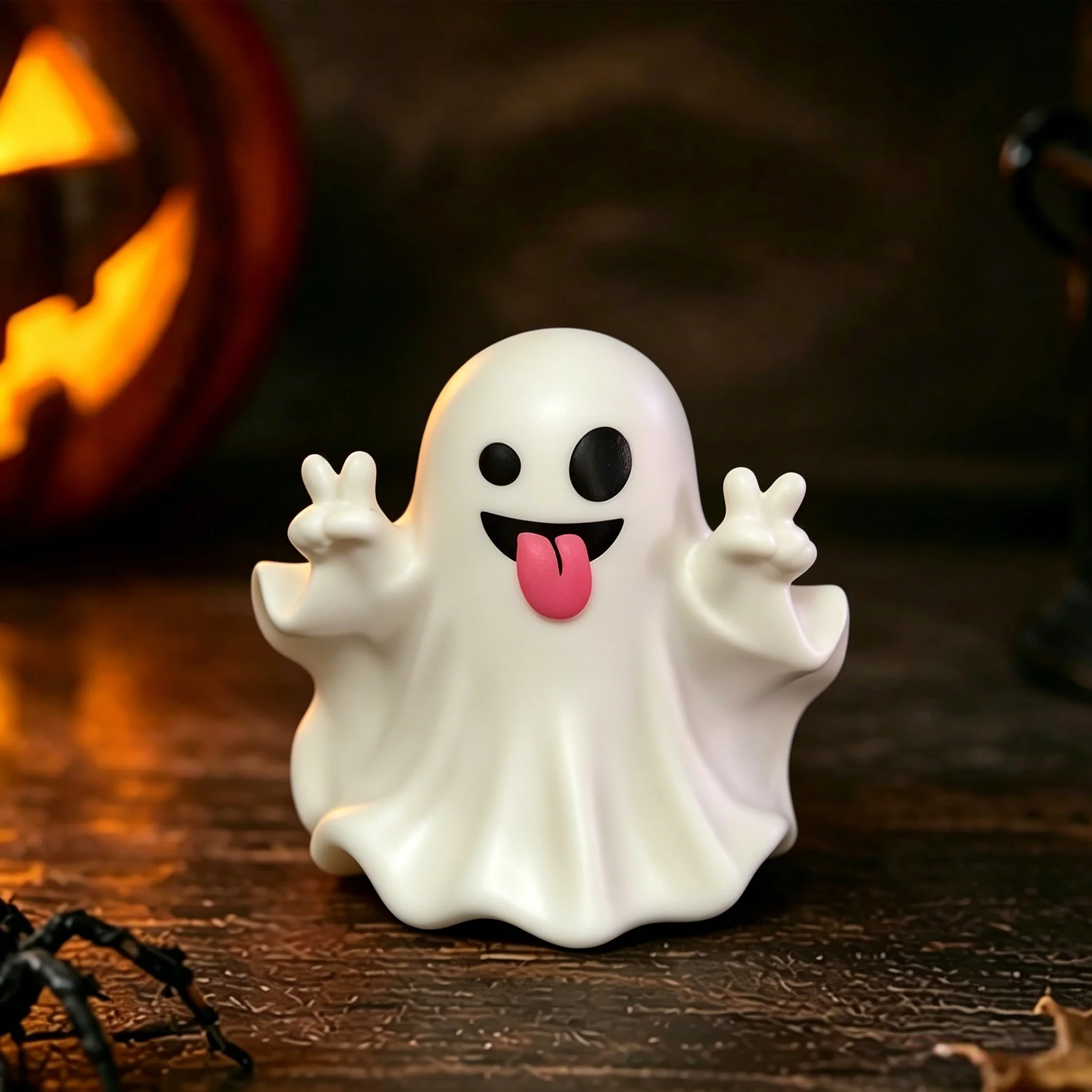 Schattig spookbeeldje met middelvinger, klein Halloween-decor voor thuis, middelpunt voor salontafel, schattig horrorfiguur