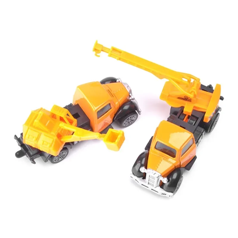 5Pcs/Set 4D Finished Alloy Engineering Car 5 Models 1/82 Mining Transport Crane Model Metal Pull Back Toy Car