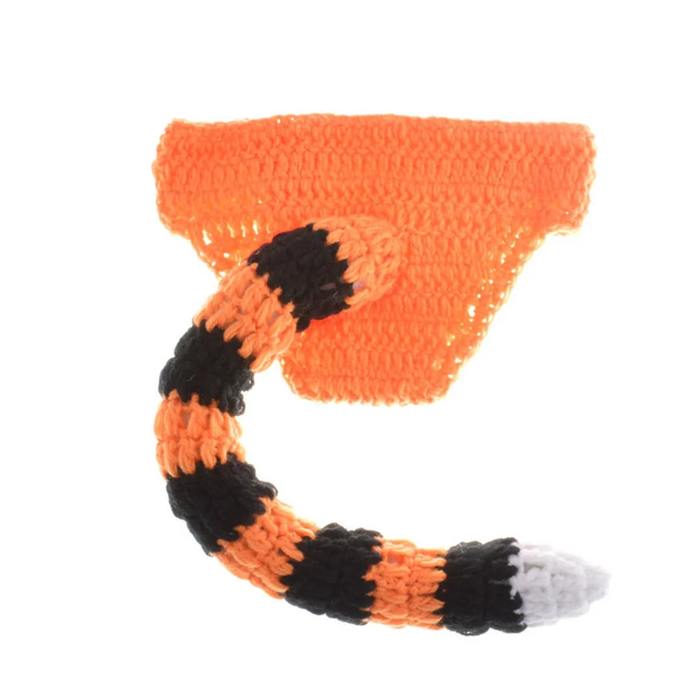

Newborn Photography Props Baby Outfit Knitted Tiger Design Hat Long Tail Pants Costume Baby Photo Props Ideal Photography Gift