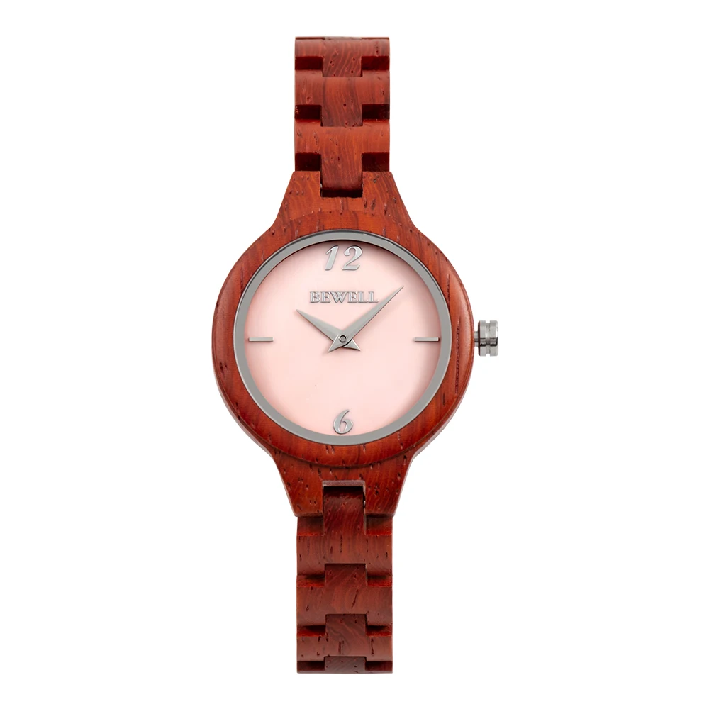 Wood Quartz Timepiece Small Round Dial Minimalist Pointer Full Wood Case Jewelry Clasp Fashion Wrist Watch for Ladies