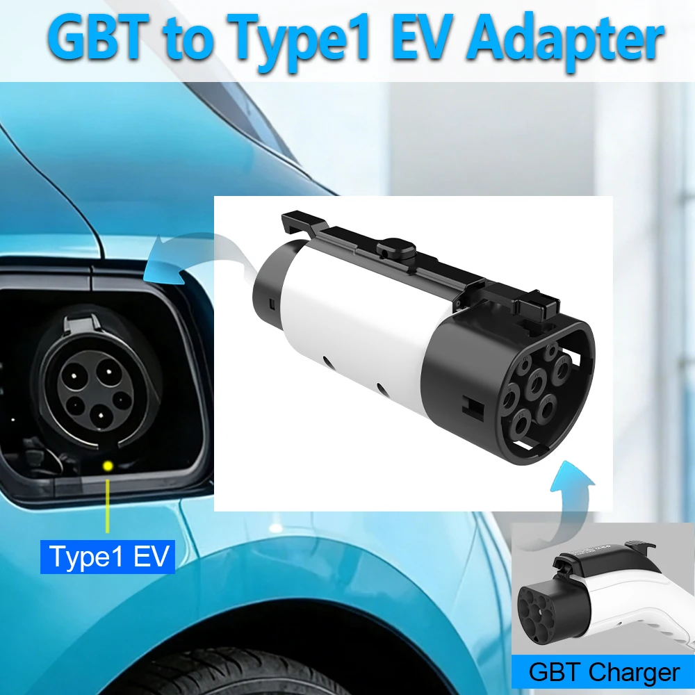 Unirise GB/T to Type1 EV Charger Adapter GBT to J1772 AC Converter 32A 7.2kW for Electric Car Type 1 Socket Charging Connectors