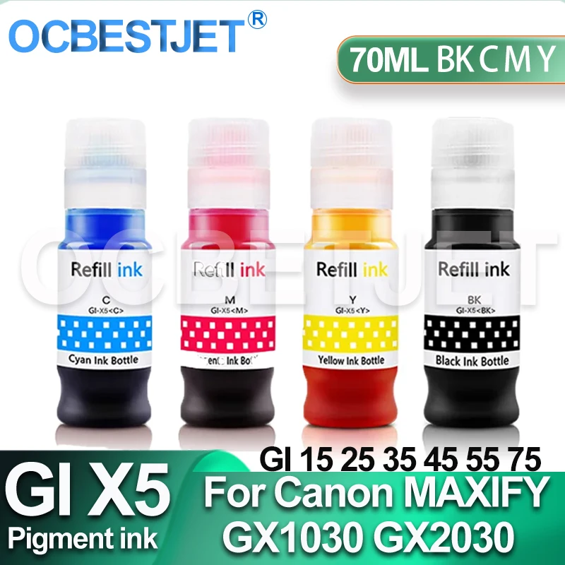 70ML GI 15 25 35 45 55 75 Pigment  Ink For For Canon MAXIFY GX1020 GX2020 GX1030 GX1040 GX1050 GX1060 GX1090 GX1070 Printer