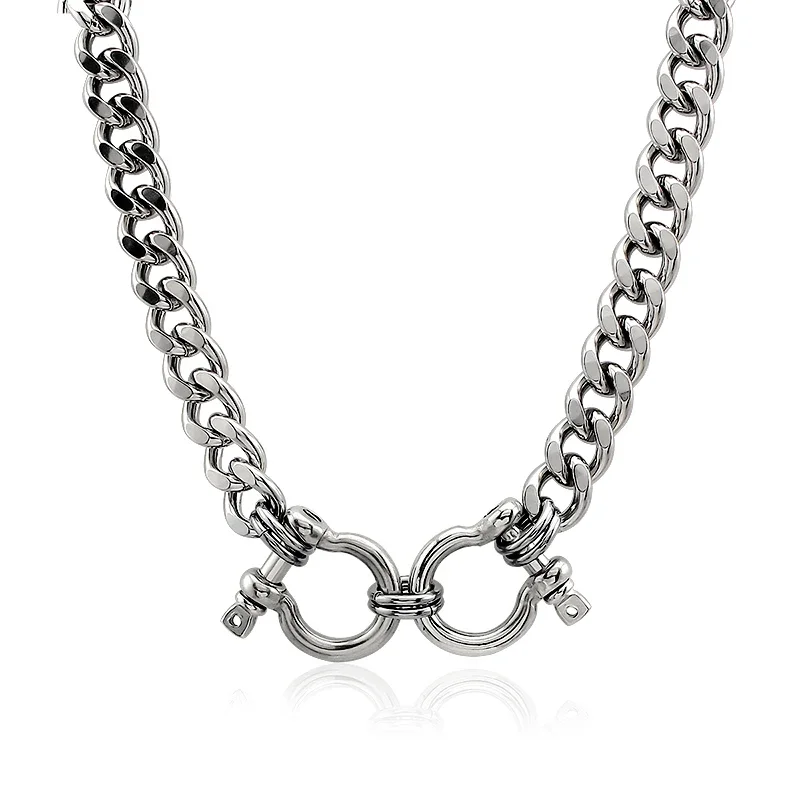 Collane con chiusura a vachette a maglie grandi in acciaio inossidabile 316L Moda Collana con clavicola a catena cubana Gioielli Regali y2k Catene semplici