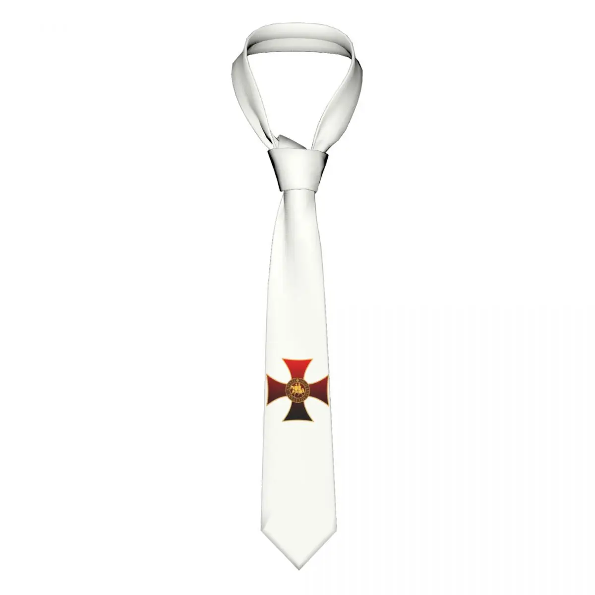 Custom Knights Templar Seal Cross Tie Mens Classic Silk Crusader Neckties for Office