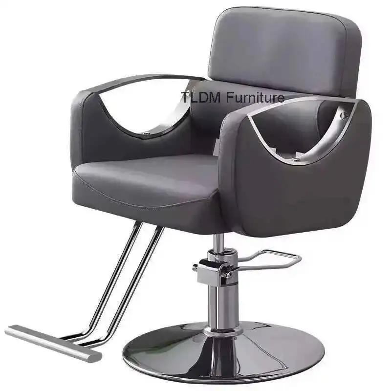 كرسي صالون تجميل من الفولاذ المقاوم للصدأ احترافي من الفولاذ الإيطالي كراسي حلاقة ذهبية أثاث صالون فاخر كرسي تصفيف شعر دوار #5