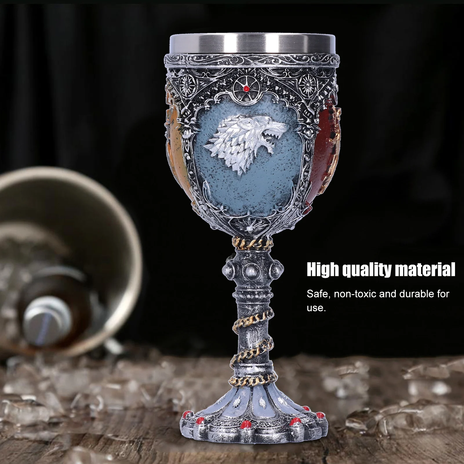 Unique Pattern Beer Mug Stainless Steel Resin Water Cup Wine Goblet Whiskey Cup for Halloween Bar Party Coffee teaware Supplies