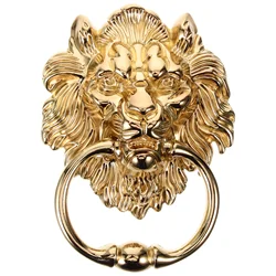 Lion Head Pull Door Handles Gold Zinc Alloy Front Door Knocker Metal Door Pulls Handles Decor Hardware