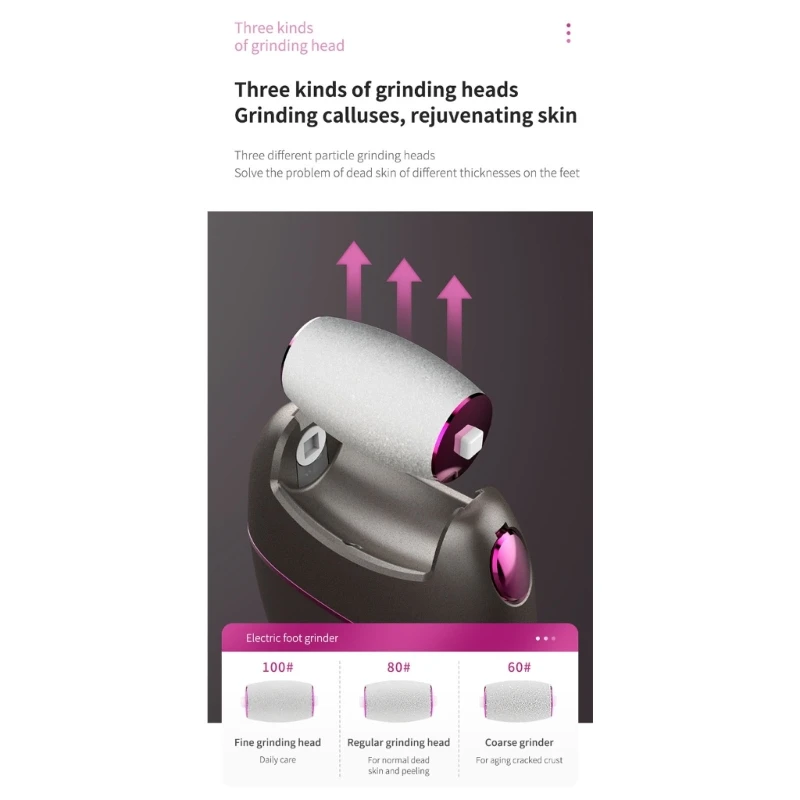 Electric Foot File Callus Remover USB Rechargeable Foot Grinder Pedicure Tool