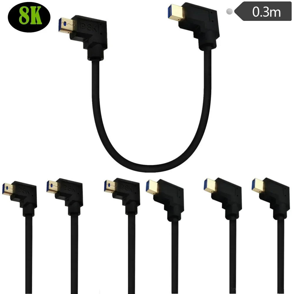 Dual Right Angle 1.4 Mini DisplayPort Cable 8K Mini DP 90 Degree  Cable Cord (8K@60Hz, 4K@144Hz, 1080P@240Hz) 0.3m