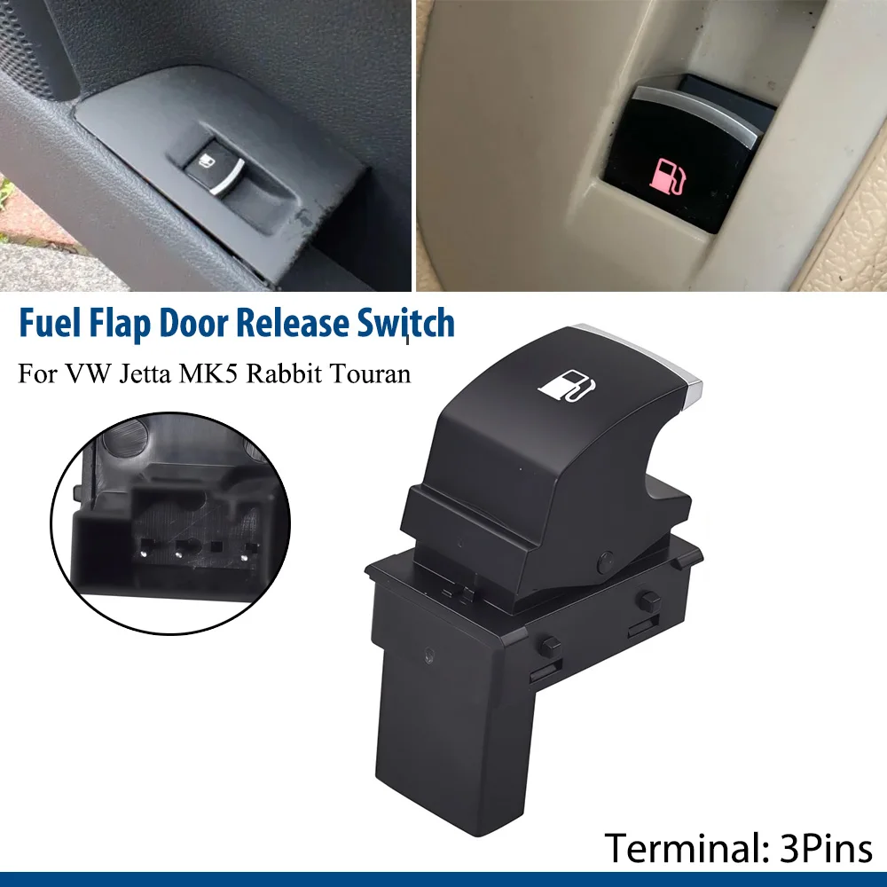 Car Chrome Fuel Tank Door Release Switch Button For VW Golf MK5 Jetta MK5 For VW Rabbit Touran Release Switch Button 1KD959833