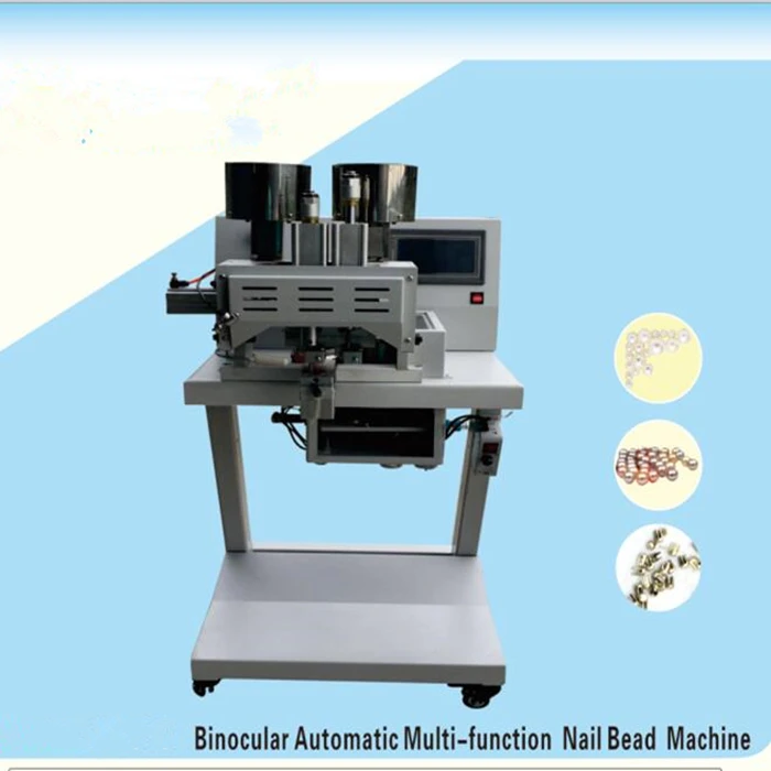 High pressing speed fully automatic shoes pearl attaching machine with two riveting head