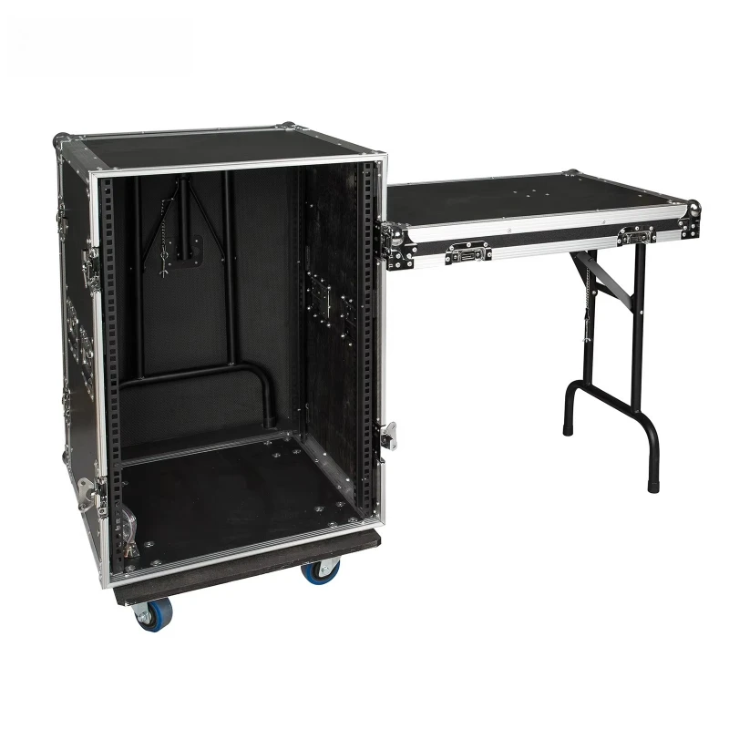 

Two-door Single Layer Professional Aluminum Flight Rack Case 3" Wheels for Storage Audio Equipments